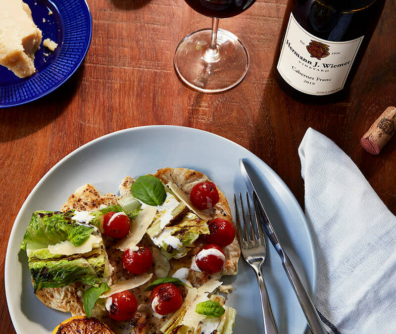 Lemon & Basil Chicken Paillard Paired with Cabernet Franc